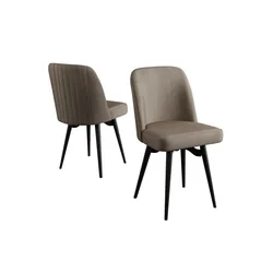 Hanah Home set trpezarijskih stolica Jiva 4 kom, kapućino tkanina Babyface, crne metalne noge