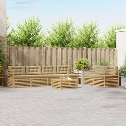 Set vanjskih sofa 7 kom. Bijela i bež Poliester