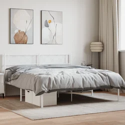 Vidaxl Kovinski posteljni okvir z vzglavjem bel 140x200 cm