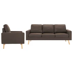 2-dijelni set sofa od tkanine smeđi
