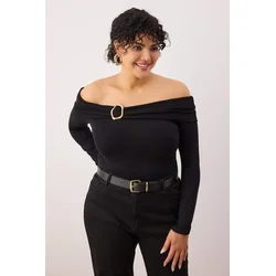 Trendyol Curve Ženska bluza Tbbaw26Af00094, Crna