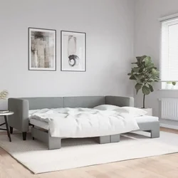 Dnevni krevet na razvlačenje svjetlosivi 80 x 200 cm od tkanine