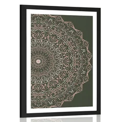 Plakat s paspartujem Mandala v vintage stilu - 30x45 white