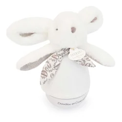 Plyšový zajačik Musical Night Light White Doudou et Compagnie s hudbou bielym šumom a svetlom biely 16 cm od 0 mes DC4196