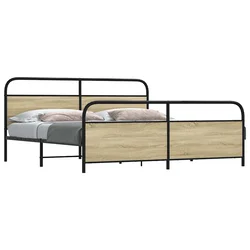 vidaXL Kovinski posteljni okvir brez vzmetnice sonoma hrast 180x200 cm