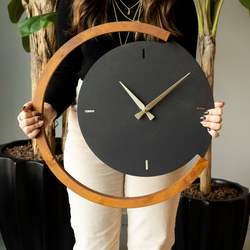 WALLXPERT Moon Time Wooden Metal Wall Clock APS117