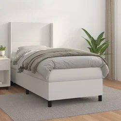 Vidaxl Box spring postelja z vzmetnico bela 90x200 cm umetno usnje