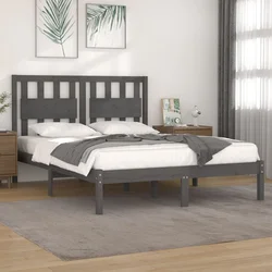Vidaxl Posteljni okvir siv iz trdne borovine 200x200 cm