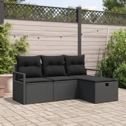 Set sofe s jastukom s pohranom 4 pcs Crna poliratan