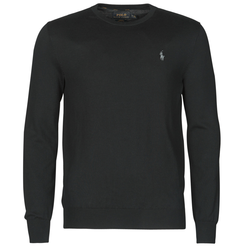 Polo Ralph Lauren  Puloverji PULL COL ROND AJUSTE EN COTON PIMA LOGO PONY PLAYER  Črna