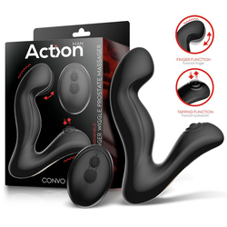 Action Convo Tapping and Finger Wiggle Prostate Massager Black