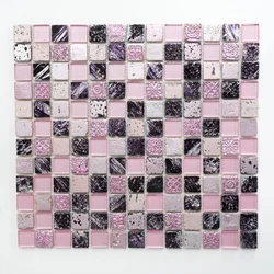 MOZAIK SQUARE CRYSTAL/STONE/RESIN MIX PINK 32,7X30,2