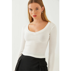 Bianco Lucci Womens V Neck Long Sleeve Camisole Blouse 2412