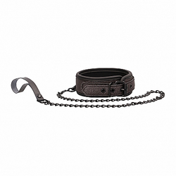 Ouch! Elegant Collar with Leash Titanium Grey