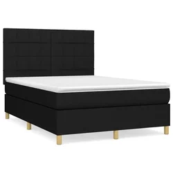 Vidaxl Box spring posteljni z vzmetnico črn 140x190 cm blago