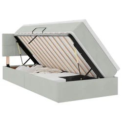 Krevet s od storage Svijetlo siva 100 x 200 cm Baršun