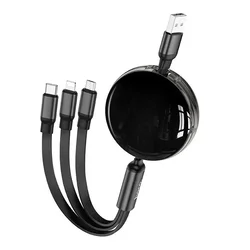 Hoco Kabel 3 v 1 USB-A na Lightning/Micro USB/USB-C Hoco 2 A, 1 m, X78, črn