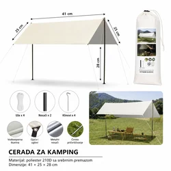 KMT Cerada za kampovanje , 41x25x28 cm, Bela