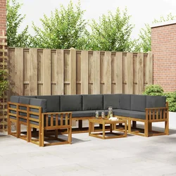 Set vanjskih sofa 10 kom. Prirodna i antracit