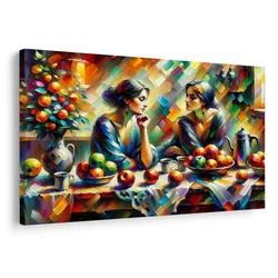Slika dame za mizo s sadjem - 40x30