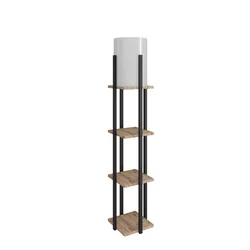 Opviq Podna lampa sa 3 police metal/drvo natural black