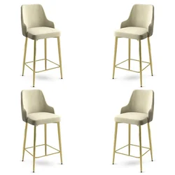 Hanah Home Set barskih stolica Enox, 4 komada, Krem-zlatni