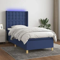 Krevet box spring s madracem LED plavi 80 x 200 cm od tkanine