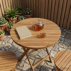 Gornji dio stola O 80 x 3,5 Kružni Čvrsto teak drvo Prirodna