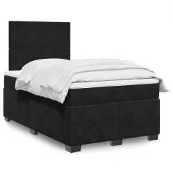 vidaXL Box spring postelja z vzmetnico črna 120x200 cm žamet