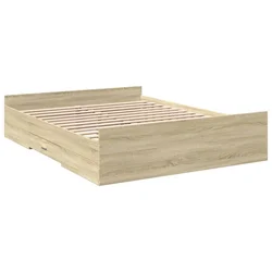 Vidaxl Posteljni okvir s predali sonoma hrast 150x200cm inženirski les