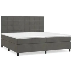 Vidaxl Box spring postelja z vzmetnico temno siva 200x200 cm žamet