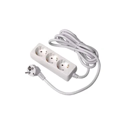 GTV Prenosna priključnica trostruka 5m 3x1.5mm bela