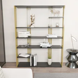 Hanah Home Polica za kuću Jenny, 120x160x29,6 cm, Zlatno-sive boje