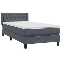 Vidaxl Box Spring postelja z vzmetnico Temno siva 80x220 cm Velvet