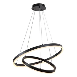 Rabalux Visilica sa daljinskim Isaure, 2 prstena, LED 80W, 3000-6500K, 60cm, Crna