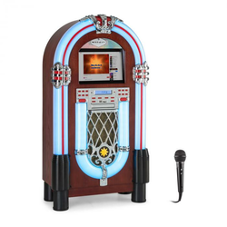 Auna Graceland Touch, jukebox, 12 "dodirna upravljačka ploča, WLAN, CD, BT, mikrofon, drveni izgled