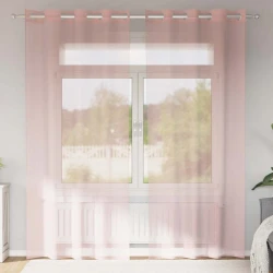 vidaXL Voile zavese z vponkami 2 kosa roza 140x225 cm