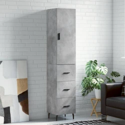 Visoka komoda siva betona 34,5x34x180 cm od konstruiranog drva
