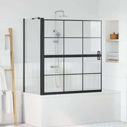 Ekran za kadu i tuš Crna i prozirna 116 x 68 x 128 cm