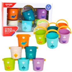 LEAN TOYS komplet pisanih vedrc za kopanje (6 kosov)
