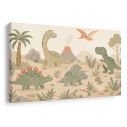 Slika pokrajina z dinozavri in vulkanom - 150x100