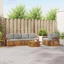 Set vanjskih sofa s jastukom 7 pcs Prirodna i svijetlo siva