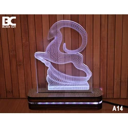 Black Cut 3D Lampa Ovan, Hladno bela