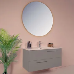 HANAH HOME Kupatilski ormarić sa umivaonikom i ogledalom (2 komada) Serenity Grey