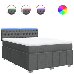 Vidaxl Box spring posteljni z vzmetnico temno siv 140x190 cm blago