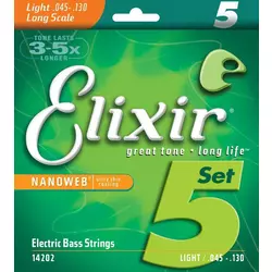 ELIXIR 45-130 LIGHT NANOWEB 5STR ŽICE ZA BASS 14202