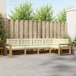 Set vanjskih sofa s jastukom 4 pcs Bijela i krem Poliester