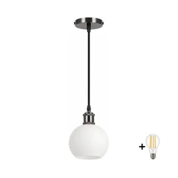 BRILAGI - LED luster na sajli RETRO GLASS 1xE27/60W/230V O 15 cm crna/bela