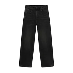 Pull&Bear Kavbojke črn denim
