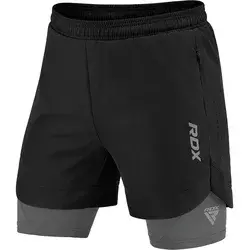 RDX Muški sportski MMA šorts T16, Crno-sivi